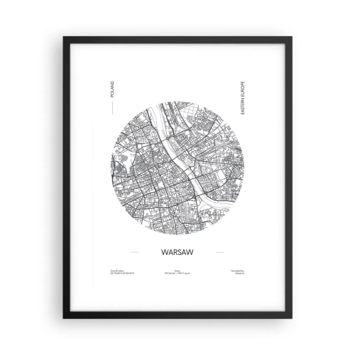Poster in einem schwarzem Rahmen - Anatomie von Warschau - 40x50 cm