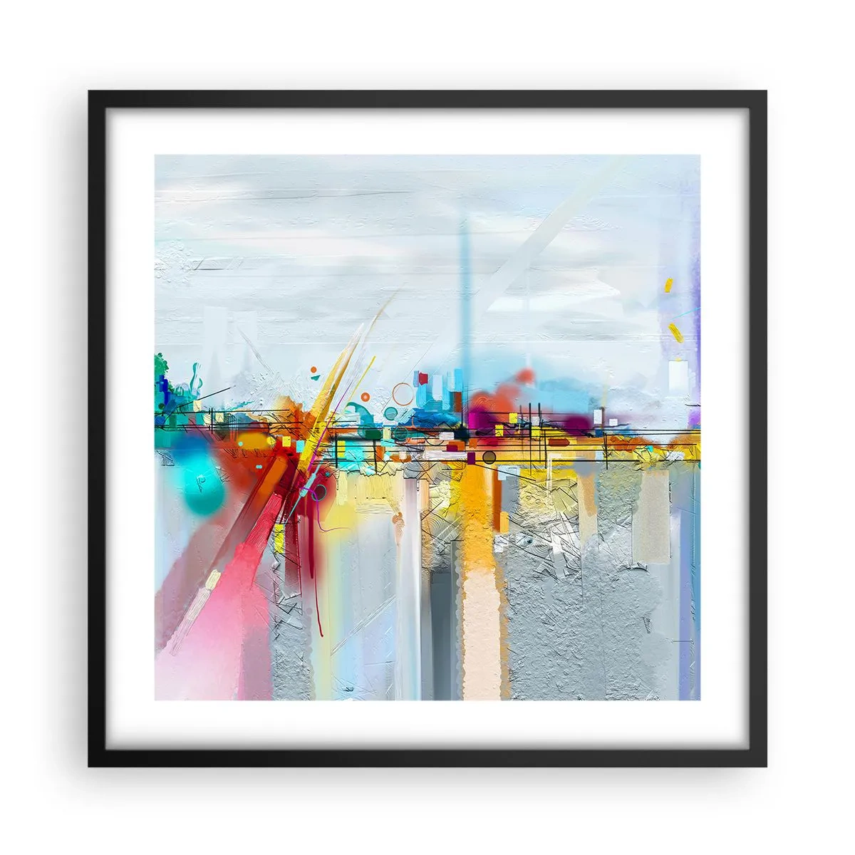 Poster in einem schwarzem Rahmen - Freudenbrücke über den Fluss des Lebens - 50x50 cm