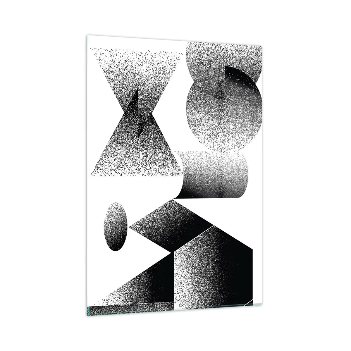 Glasbild - Bild auf glas - Schwarz-Weiß-Abstraktion mit geometrischen Formen - 50x70cm - Winkel und Ovale - Moderne Wanddekoration für Wohnzimmer und Schlafzimmer ARTTOR