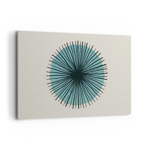 Bild auf Leinwand - Leinwandbild - Abstrakte Kreisform mit blauen Strahlen - 120x80cm - Strahlend im Blau - Moderne Wanddekoration für Wohnzimmer und Schlafzimmer ARTTOR