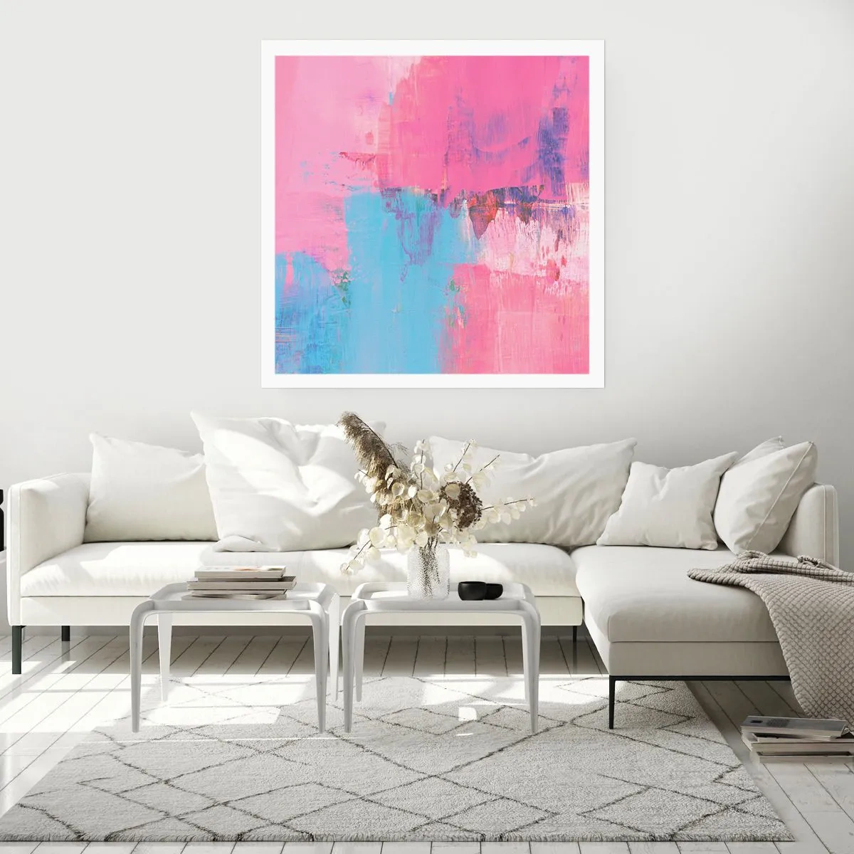 Poster - Rosa, Blau und eine Prise Licht - 40x40 cm