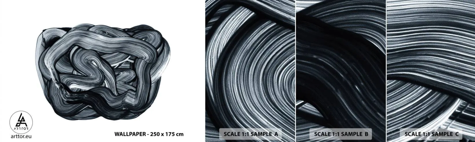 Fototapetenmuster Standard Eco - Es ist nicht so einfach - Abstraktion, Grafik, Schwarz und weiß - 100x30 cm