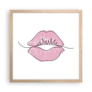 Poster in einem Rahmen aus heller Eiche - Bereit zum Küssen? - 40x40 cm