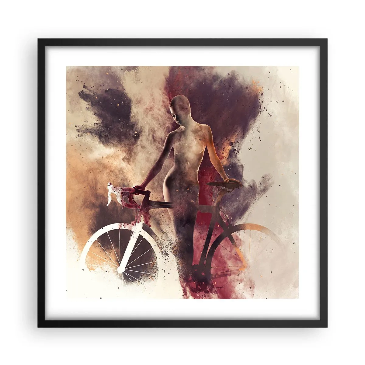 Poster in einem schwarzem Rahmen - Eine Fahrradseele in Marmorformen - 50x50 cm