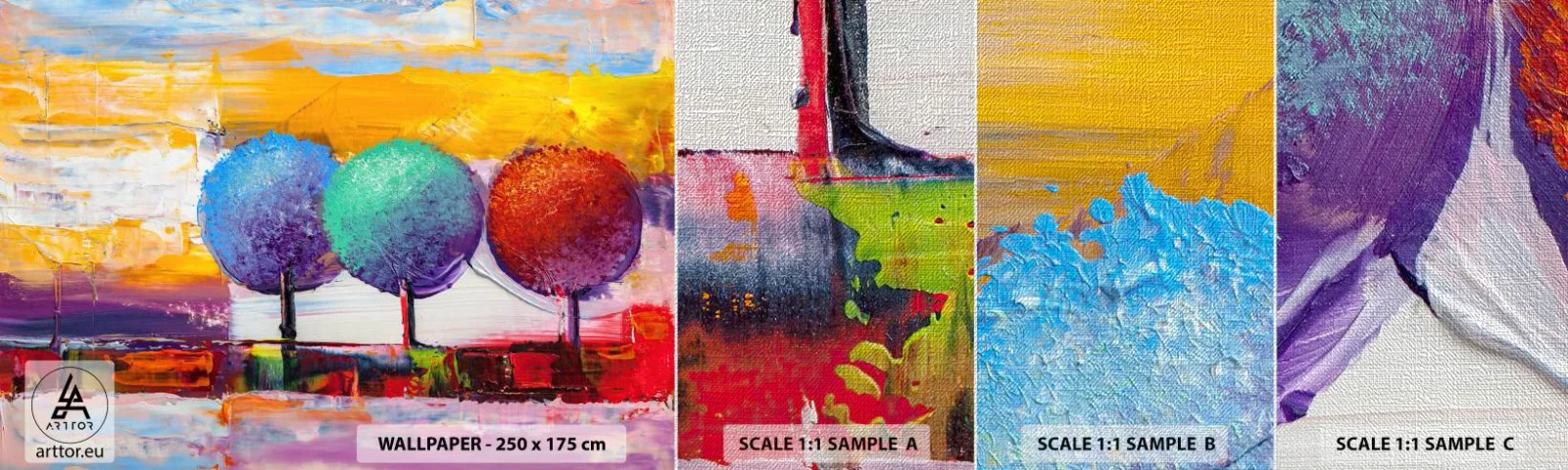 Fototapeten Muster Premium Canvas - Aller guten Dinge sind drei - Landschaft, Bäume, Stück - 100x30 cm