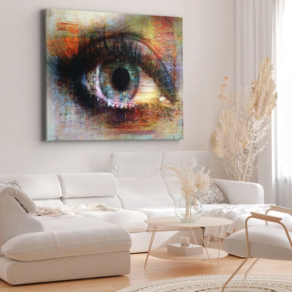 Bild auf Leinwand - Leinwandbild - Künstlerisches Auge in mehrfarbiger Abstraktion - 120x80cm - Du kannst in die Seele sehen - Moderne Wanddekoration für Wohnzimmer und Schlafzimmer ARTTOR