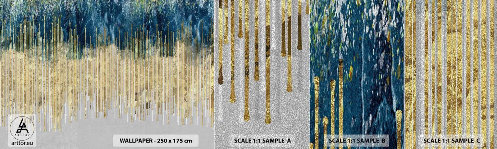 Fototapeten Muster Premium Sand - Vergoldete Grenze - Stück, Art Deco, Zeitgenössisch - 100x30 cm