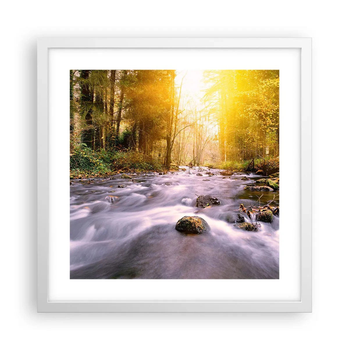 Poster in einem weißen Rahmen - Malachit im Silber- und Goldrahmen - 40x40 cm