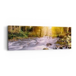 Bild auf Leinwand - Leinwandbild - Malachit im Silber- und Goldrahmen - 90x30 cm