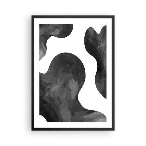 Poster in einem schwarzem Rahmen - Abstrakte Komposition in Schwarzweiß mit organischen Formen - 50x70cm - Milchstraße - Moderne Wanddekoration für Wohnzimmer und Schlafzimmer ARTTOR