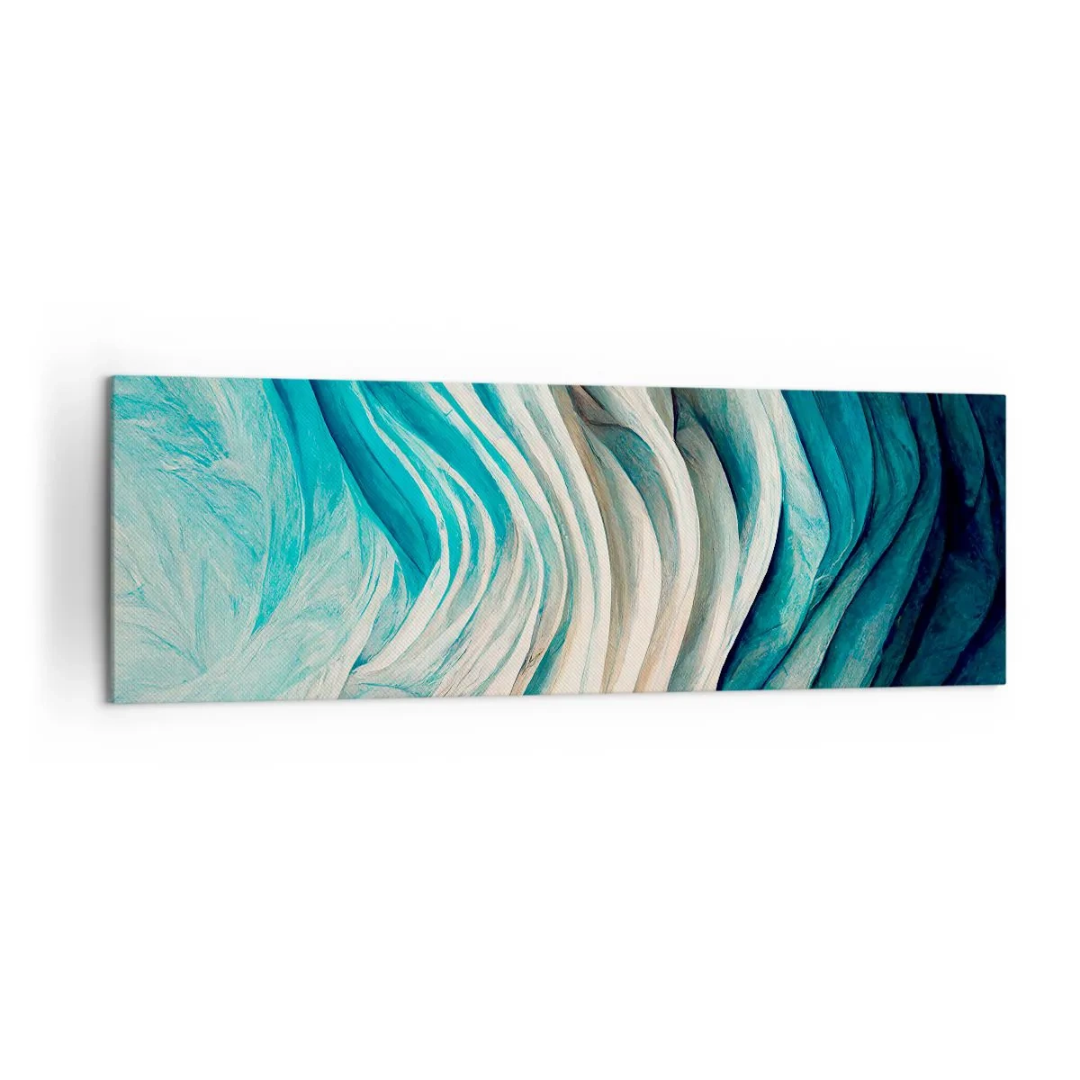 Bild auf Leinwand - Leinwandbild - Dynamische Wellen in Blau- und Weißtönen - 160x50cm - Blaue Unersättlichkeit - Moderne Wanddekoration für Wohnzimmer und Schlafzimmer ARTTOR