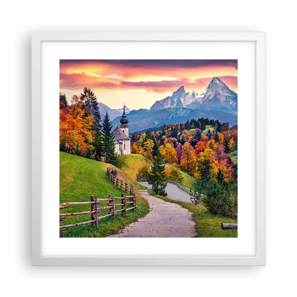 Poster in einem weißen Rahmen - Landschaftsartige Malerei - 40x40 cm