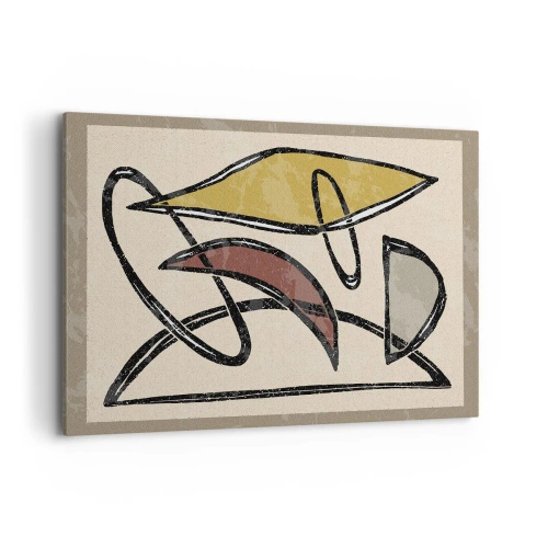 Bild auf Leinwand - Leinwandbild - Abstraktion mit geometrischen Formen und gedämpften Farben - 120x80cm - Vertikale und Horizontale - Moderne Wanddekoration für Wohnzimmer und Schlafzimmer ARTTOR