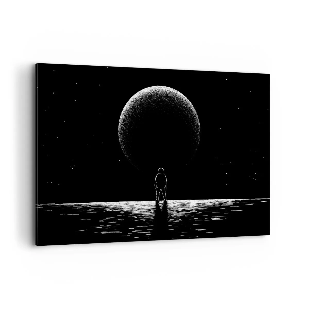 Bild auf Leinwand - Leinwandbild - Ein Astronaut vor dem Hintergrund eines großen Planeten im Weltraum - 120x80cm - Angesicht zu Angesicht - Moderne Wanddekoration für Wohnzimmer und Schlafzimmer ARTTOR