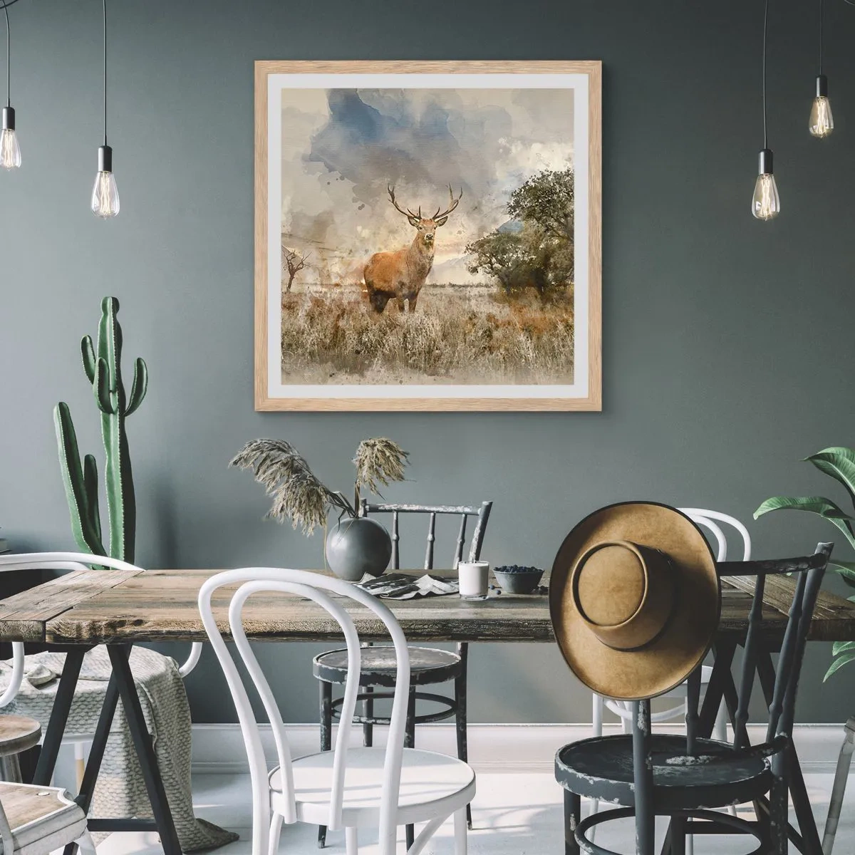 Poster in einem Rahmen aus heller Eiche - Würde – Stärke – Würde - 40x40 cm