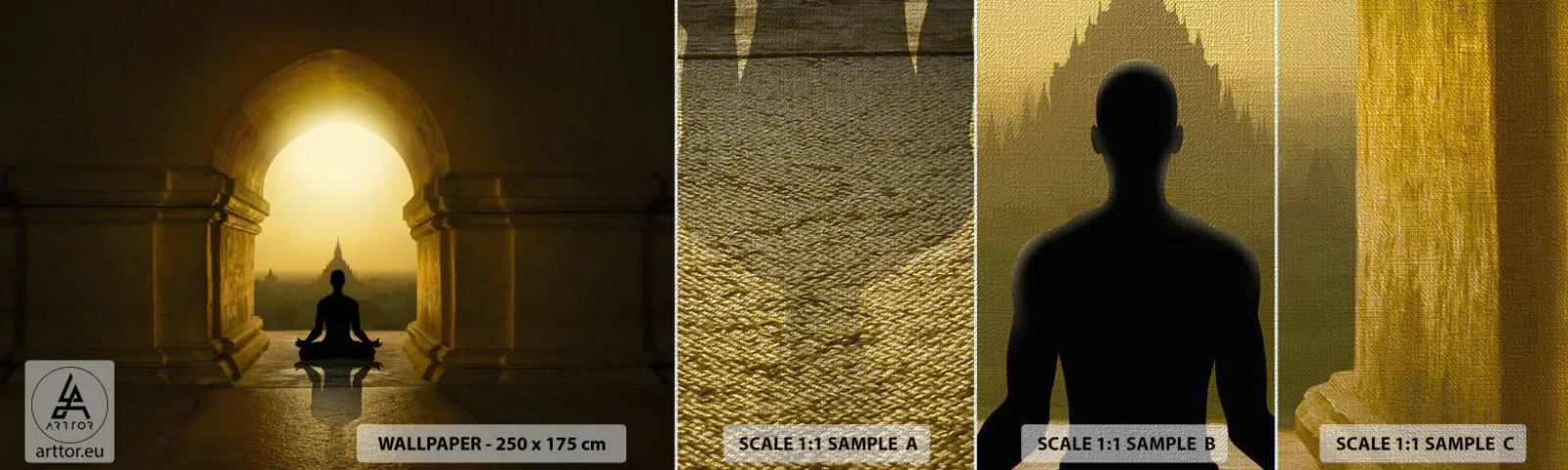 Fototapeten Muster Premium Canvas - Vollkommene Harmonie - Meditation, Tempel, Buddha - 100x30 cm