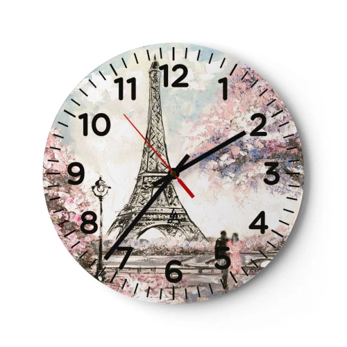 Wanduhr - Glasuhr - Aprilspaziergang durch Paris - 30x30 cm