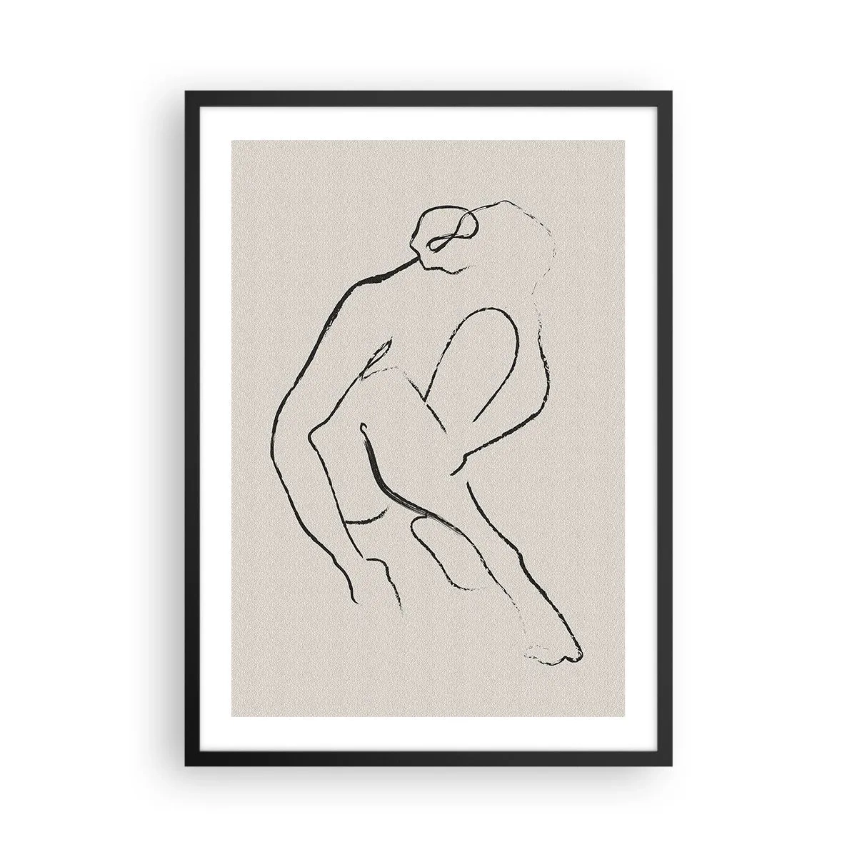 Poster in einem schwarzem Rahmen - Eine minimalistische Skizze einer weiblichen Silhouette - 50x70cm - Intime Skizze - Moderne Wanddekoration für Wohnzimmer und Schlafzimmer ARTTOR