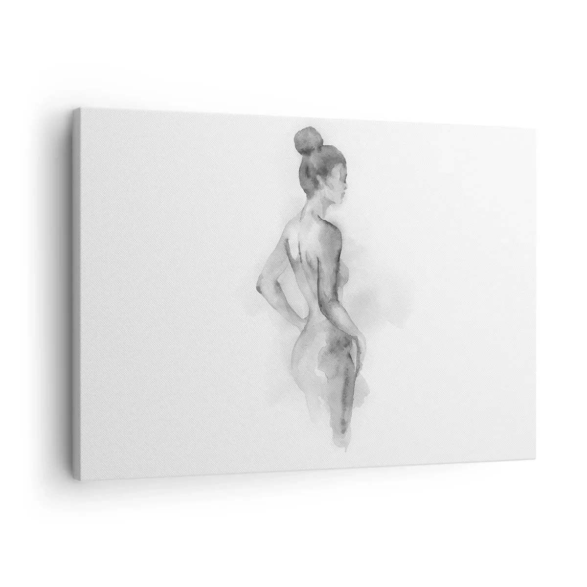 Bild auf Leinwand - Leinwandbild - Aquarellskizze einer weiblichen Silhouette - 70x50cm - Schön wie ein Gemälde - Moderne Wanddekoration für Wohnzimmer und Schlafzimmer ARTTOR