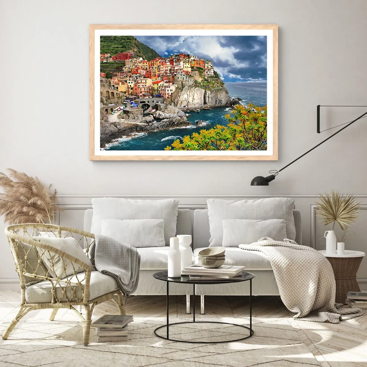 Poster in einem Rahmen aus heller Eiche - Eine Gruppe umarmt die Felsen - 100x70 cm