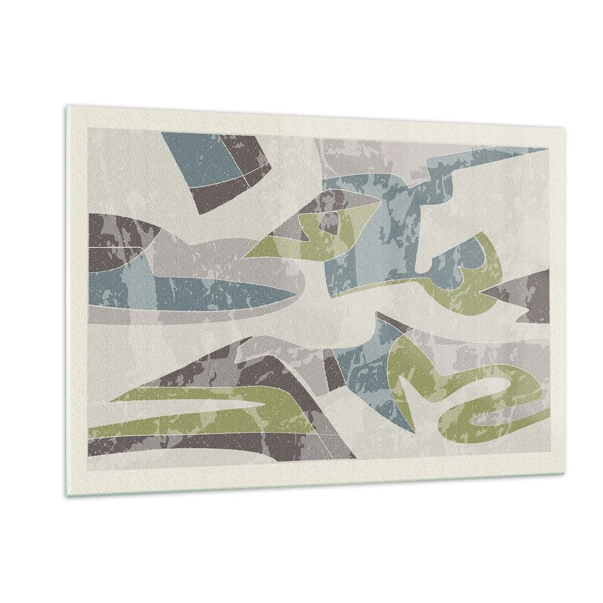 Glasbild - Bild auf glas - Geometrische Komposition in Grün und Grau - 120x80cm - Komposition hinter dem Glas - Moderne Wanddekoration für Wohnzimmer und Schlafzimmer ARTTOR