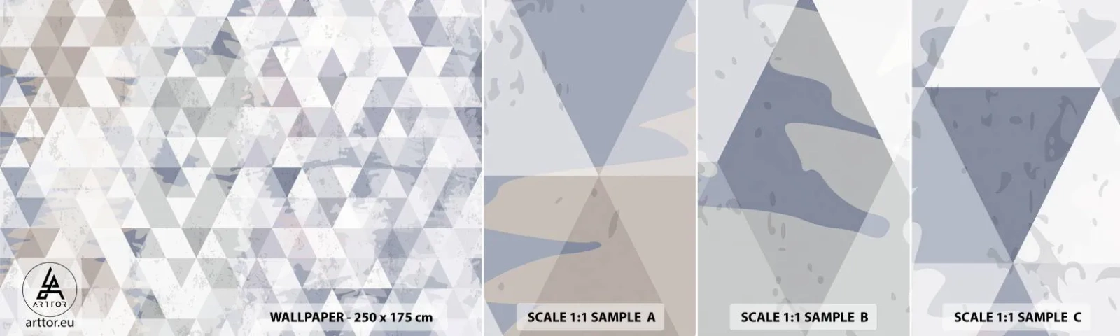 Fototapeten Muster Selbstklebend Deluxe Sticker - Im Rhythmus auf drei - Abstraktion, Stück, Dreiecke - 100x30 cm