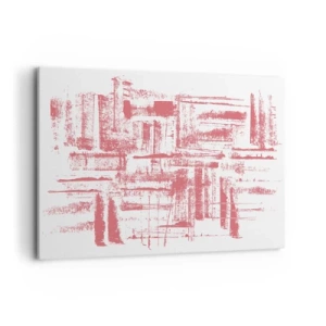 Bild auf Leinwand - Leinwandbild - Abstrakte rosa Texturen auf weißem Hintergrund - 100x70cm - Die rote Stadt - Moderne Wanddekoration für Wohnzimmer und Schlafzimmer ARTTOR