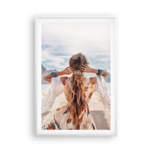 Poster in einem weißen Rahmen - Auf dem Weg zum Glück - 61x91 cm