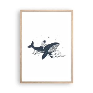 Poster in einem Rahmen aus heller Eiche - Weltraumabenteuer - 50x70 cm