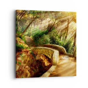 Bild auf Leinwand - Leinwandbild - Direkt von der Brücke in den Märchenwald - 40x40 cm