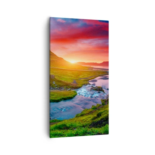 Bild auf Leinwand - Leinwandbild - Island - Feuer und Wasser - 55x100 cm
