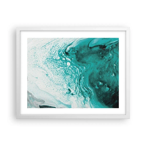 Poster in einem weißen Rahmen - Verschmelzen in Weiß und Türkis - 50x40 cm