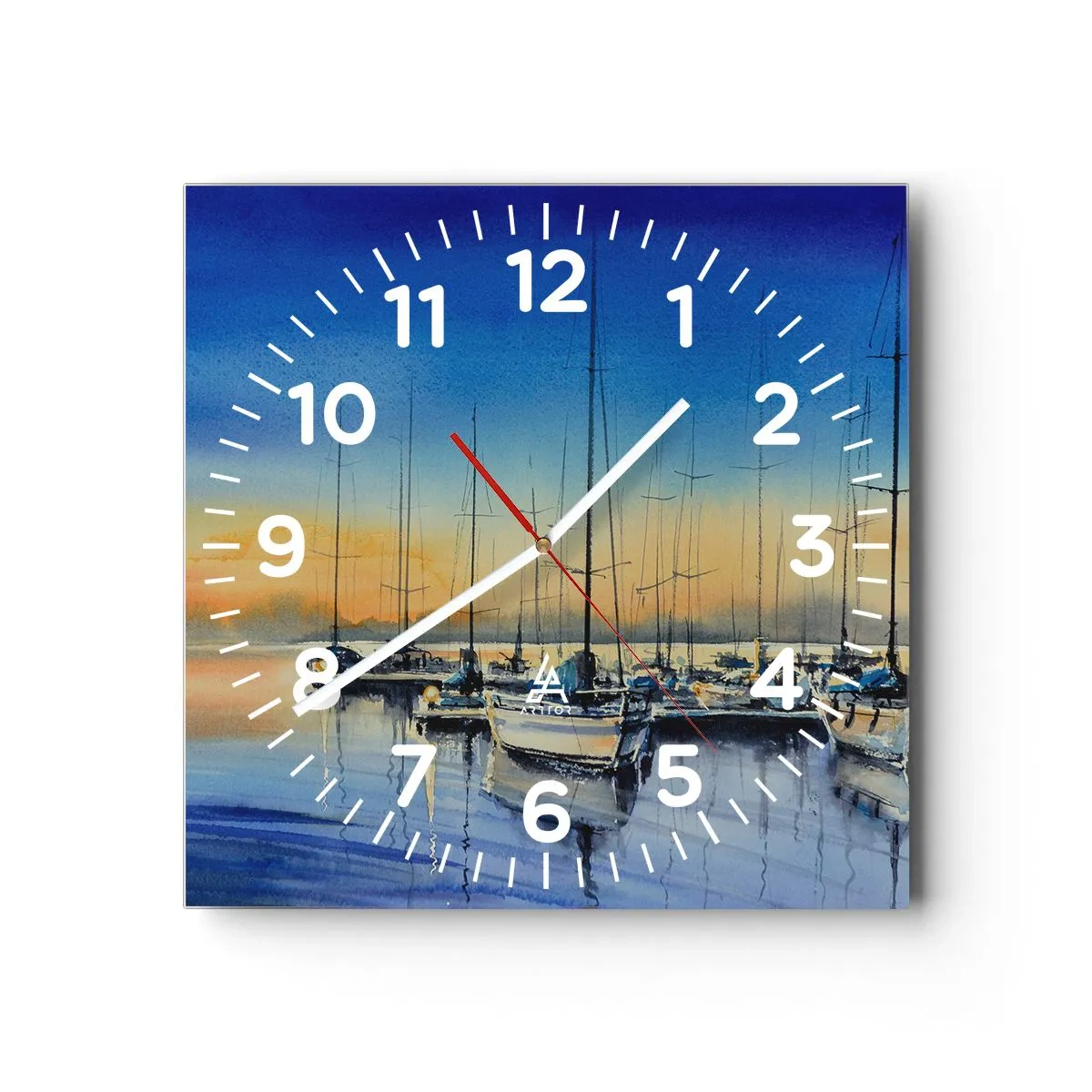 Wanduhr - Glasuhr - Ende eines guten Tages - 40x40 cm