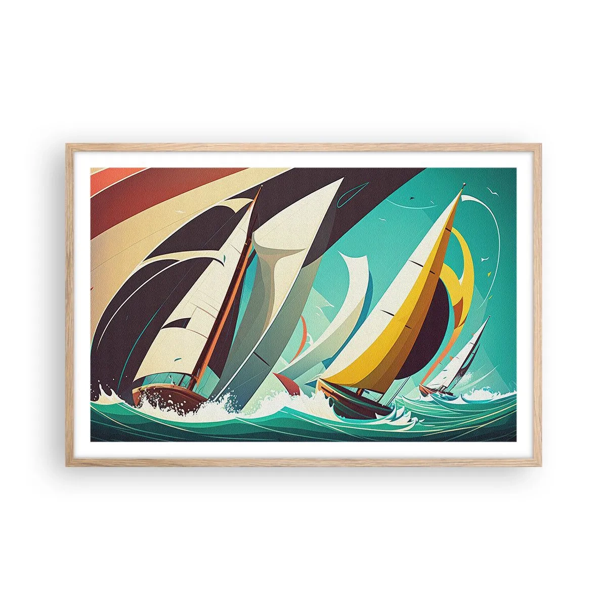 Poster in einem Rahmen aus heller Eiche - Viel Glück mit den Elementen - 91x61 cm
