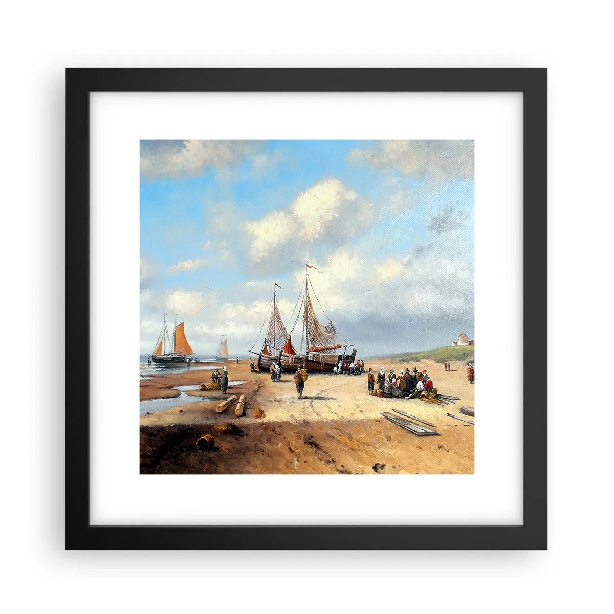 Poster in einem schwarzem Rahmen - Nach einem erfolgreichen Fischfang - 30x30 cm