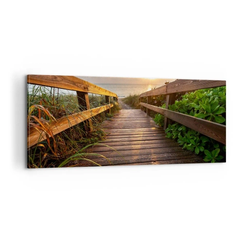 Bild auf Leinwand - Leinwandbild - Und direkt ans Ufer - 100x40 cm