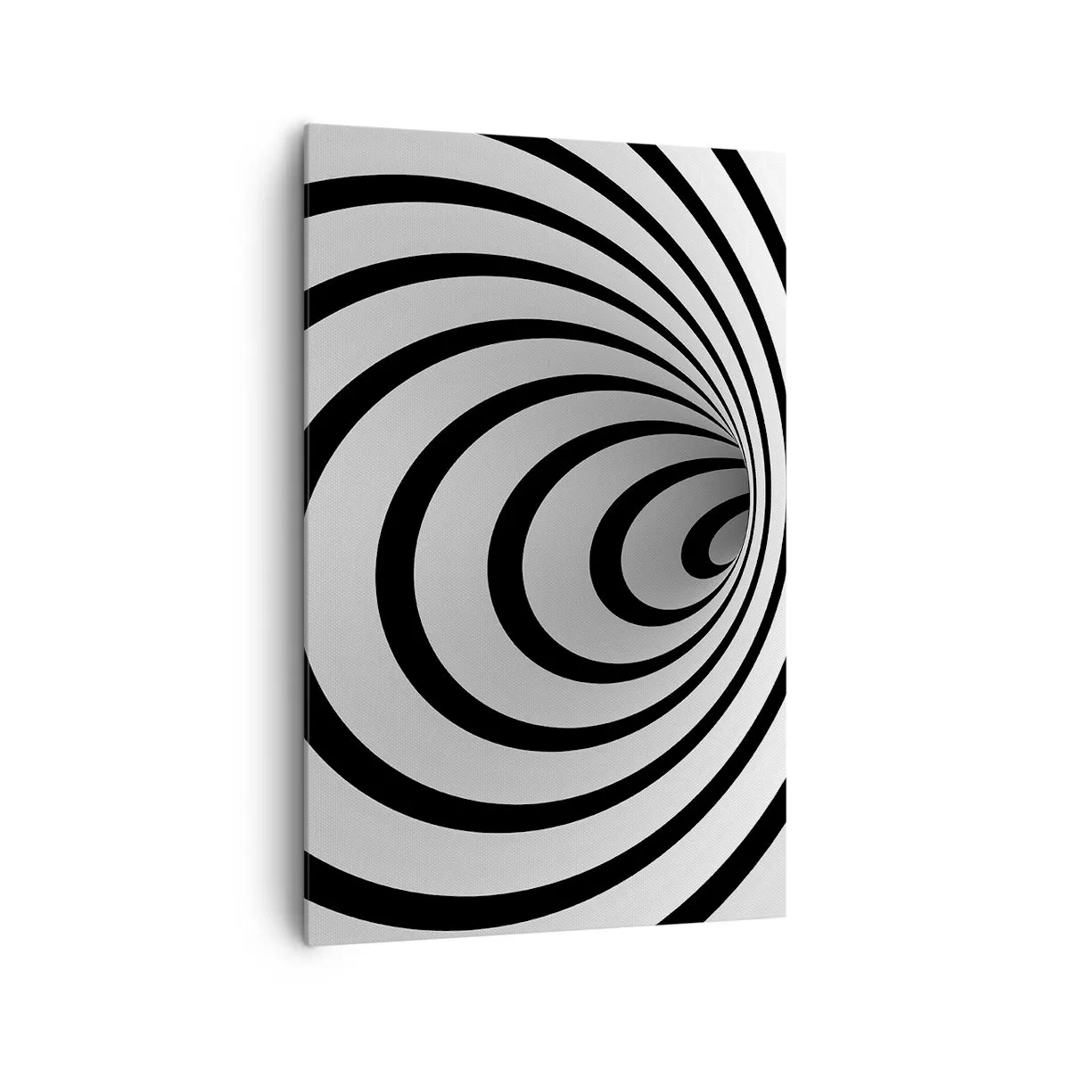Bild auf Leinwand - Leinwandbild - Eine schwarz-weiße Spirale mit hypnotischer Wirkung - 80x120cm - Sie können dem auch nicht widerstehen? - Moderne Wanddekoration für Wohnzimmer und Schlafzimmer ARTTOR
