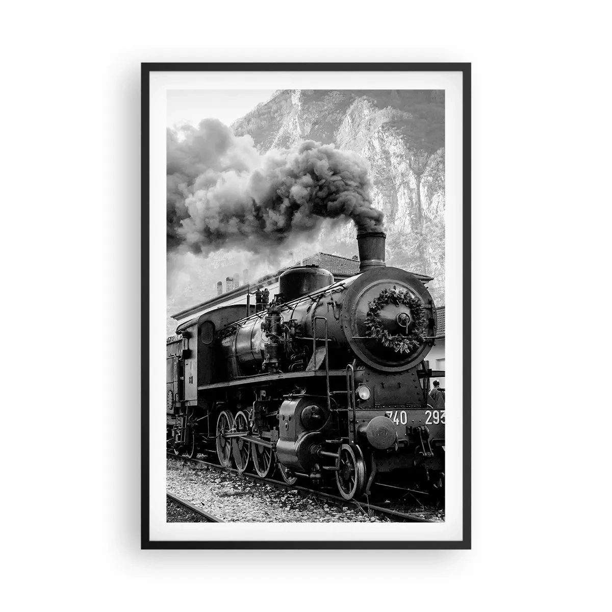 Poster in einem schwarzem Rahmen - Steht am Bahnhof ... - 61x91 cm