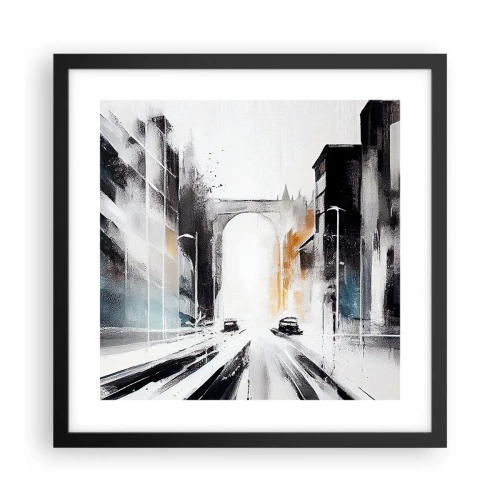Poster in einem schwarzem Rahmen - Stadtstudie: Architektur und Bewegung - 40x40 cm