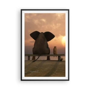 Poster in einem schwarzem Rahmen - Es tut gut zusammen zu schweigen - 61x91 cm