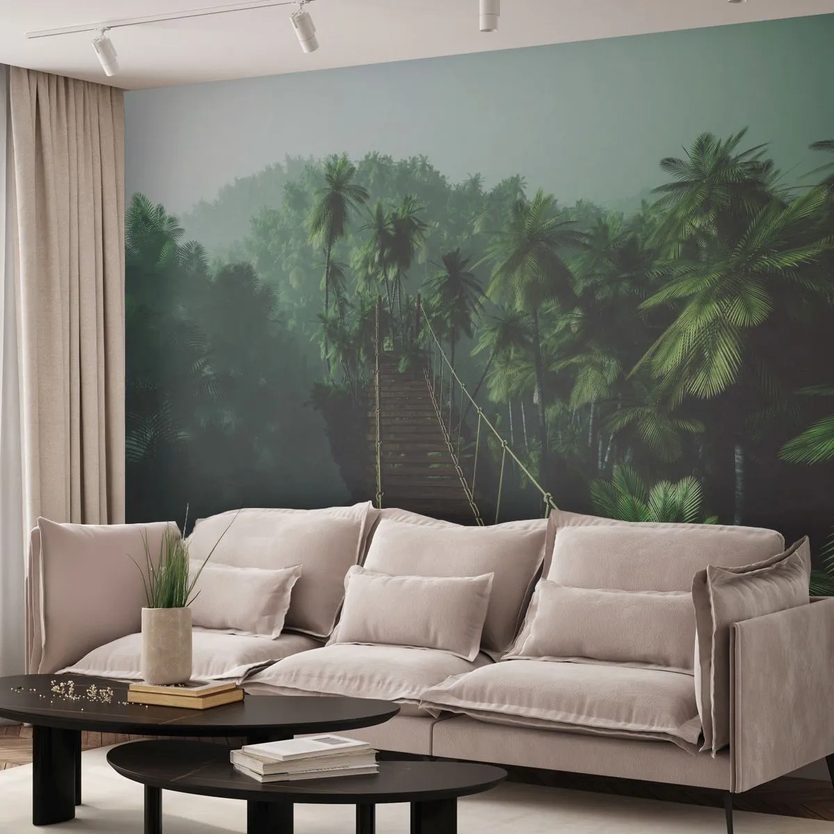 Fototapete Standard Eco - Über der Brandung des Grüns - Landschaft, Dschungel, Kokusnuss-Palme - 450x315 cm