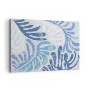 Bild auf Leinwand - Leinwandbild - Abstrakte Formen in Blautönen auf weißem Hintergrund - 120x80cm - Blaue Farne - Moderne Wanddekoration für Wohnzimmer und Schlafzimmer ARTTOR