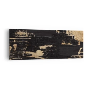 Bild auf Leinwand - Leinwandbild - Abstrakte Komposition in Schwarz- und Goldtönen - 140x50cm - Spur einer Berührung - Moderne Wanddekoration für Wohnzimmer und Schlafzimmer ARTTOR