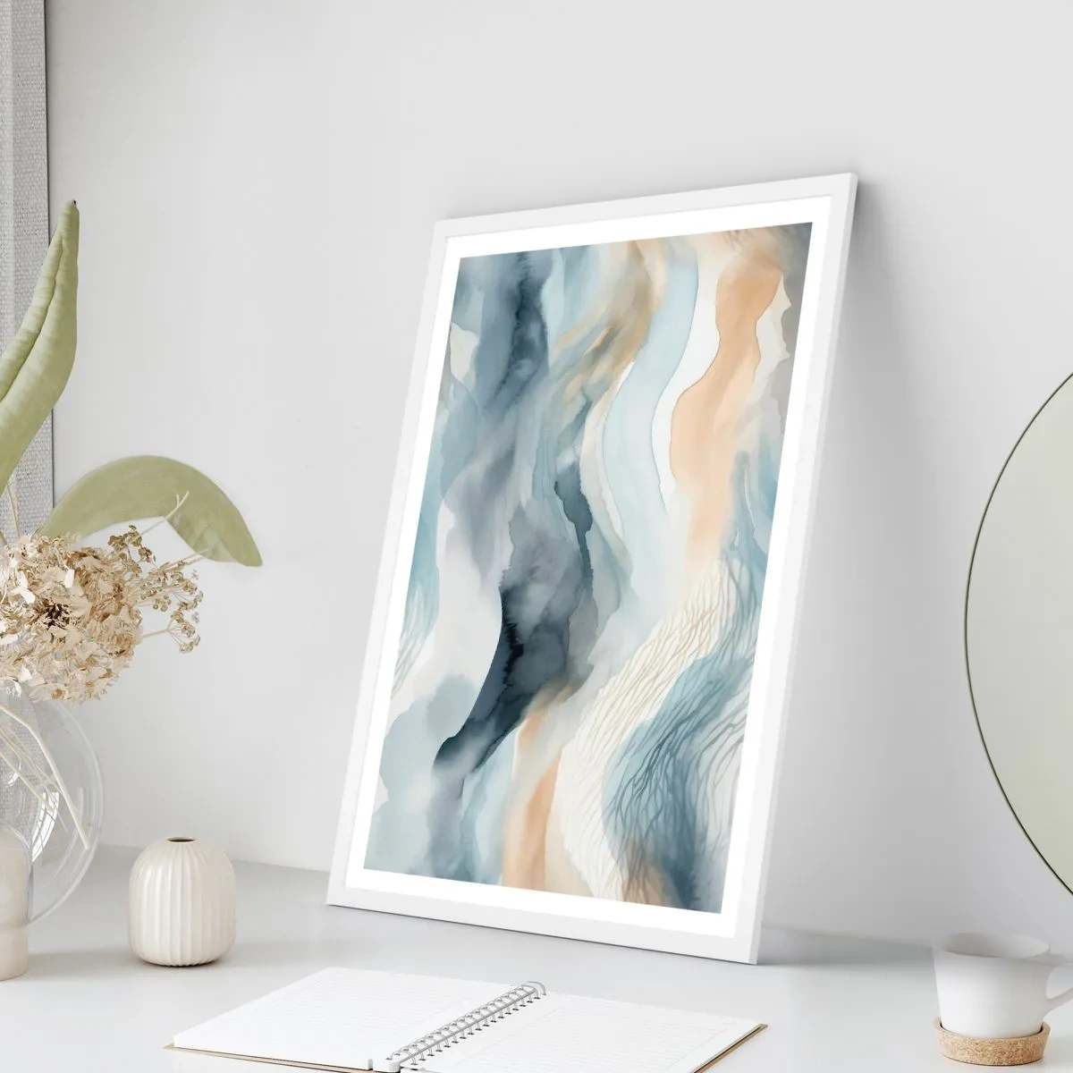 Poster in einem weißen Rahmen - Verschneite und neblige Abstraktion - 30x40 cm