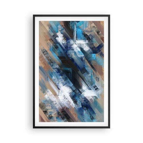Poster in einem schwarzem Rahmen - Auf einer blauen Diagonale - 61x91 cm