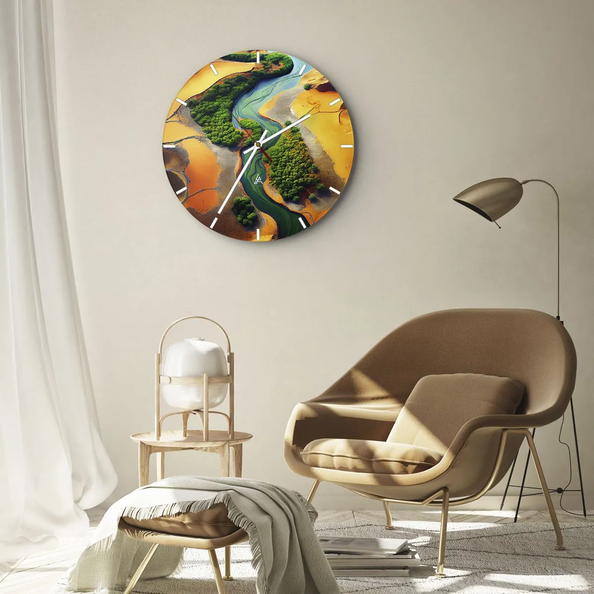 Wanduhr - Glasuhr - Lebensspendender Fluss - 40x40 cm