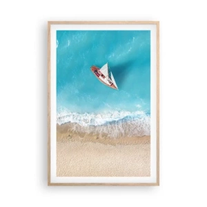 Poster in einem Rahmen aus heller Eiche - An der Grenze von Blau und Gold - 61x91 cm