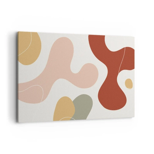 Bild auf Leinwand - Leinwandbild - Eine abstrakte Komposition in Pastelltönen mit dynamischen Formen. - 120x80cm - Kringel oder Schnörkel? - Moderne Wanddekoration für Wohnzimmer und Schlafzimmer ARTTOR