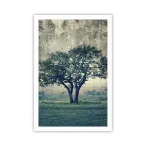 Poster - Ein Apfelbaum auf blauem Feld? - 61x91 cm