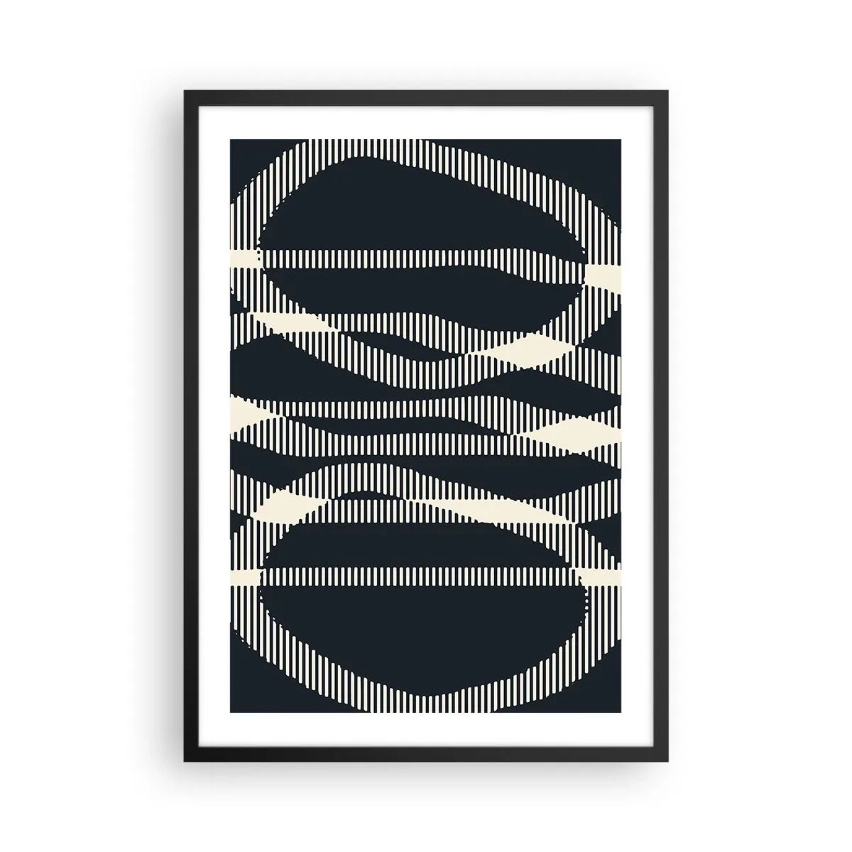 Poster in einem schwarzem Rahmen - Abstraktes geometrisches Motiv in Schwarz-Weiß-Tönen - 50x70cm - Ein Versuch, die Dunkelheit zu durchbrechen - Moderne Wanddekoration für Wohnzimmer und Schlafzimmer ARTTOR